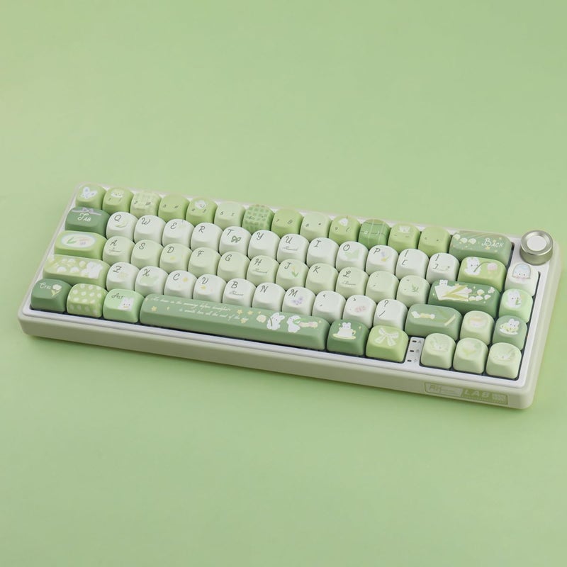 TYRIXKI PBT Keycaps 134 Keys MOA Profile Cute Keycaps Dye-Sublimation Green Bunny Keycap Custom Keycap Set for Cherry Gateron MX Swithes Mechanical Keyboards - Image 5