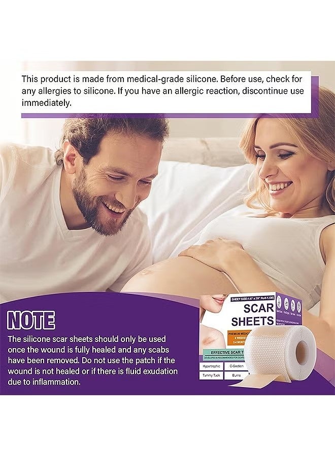 CARVENCHY Silicone Scar Tape, Silicone Scar Removal Sheets For Surgical, Reduces Keloid Visibility For Surgical C-Section Tummy Tuck Keloid Scars - Image 5