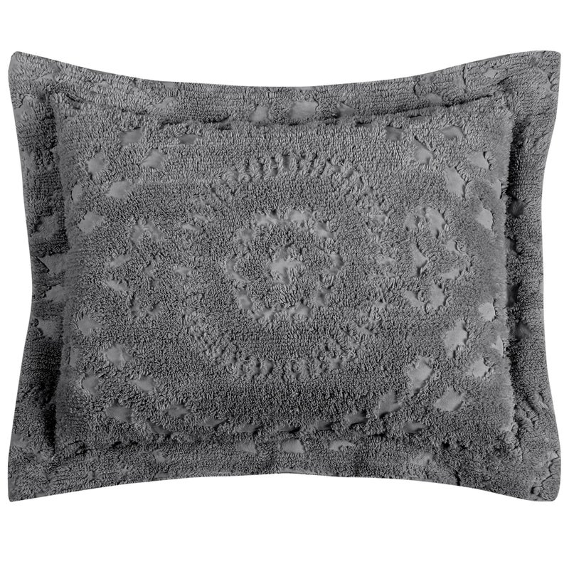 Better Trends Rio Collection is Super Soft and Light Weight in Floral Design 100 Cotton Tufted Unique Luxurious Machine Washable Tumble Dry Standard Sham Gray
