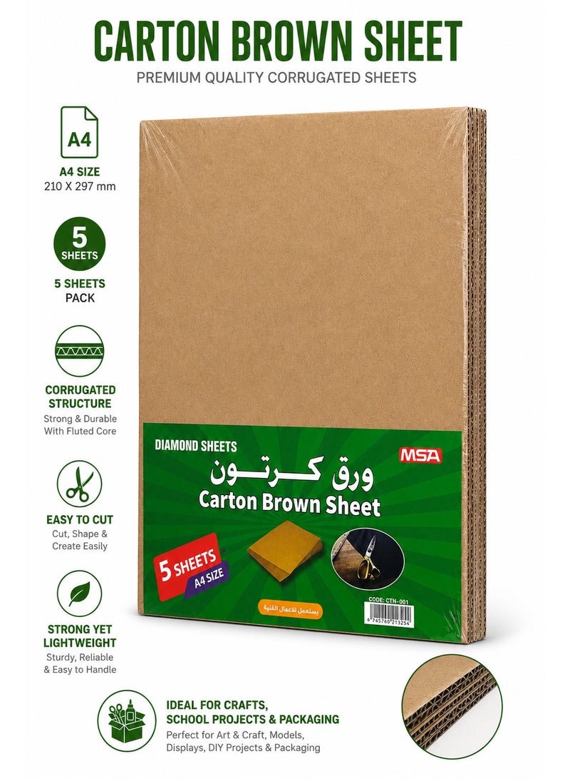 A4 Brown Corrugated Carton Sheets 5-Piece Pack, Strong Kraft Cardboard Boards for School Projects, Model Making, Crafts, Packaging, Displays and DIY Work - Image 5