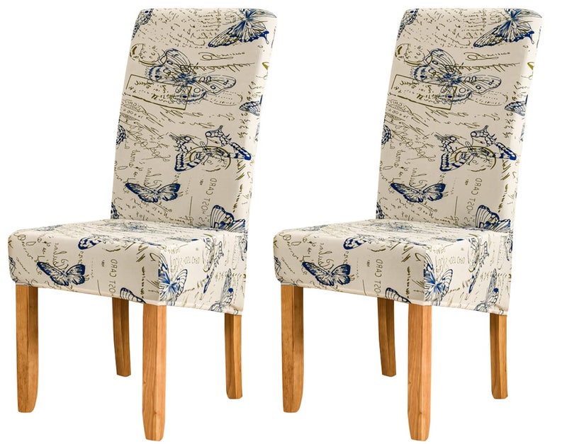 Deisy Dee XL/Oversized Removable Washable Soft Spandex Extra Large Dining Room Chair Covers for Kitchen (Butterfly, 2) - Image 1