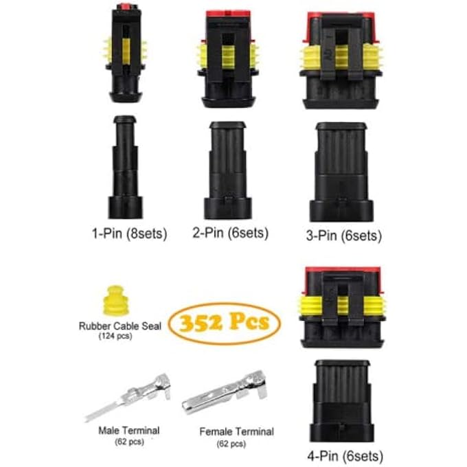 SKEIDO 352 Pieces Set Boxed Xenon Lamp Harness Connector Plug Kit Waterproof Automotive Electrical Connector Terminal For Electrical Connector 1234 Pin Connector - Image 4