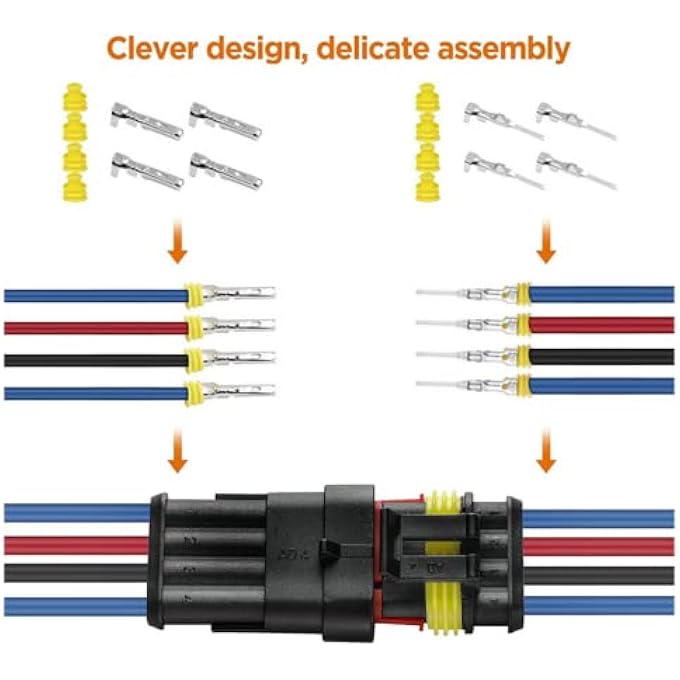 SKEIDO 352 Pieces Set Boxed Xenon Lamp Harness Connector Plug Kit Waterproof Automotive Electrical Connector Terminal For Electrical Connector 1234 Pin Connector - Image 3