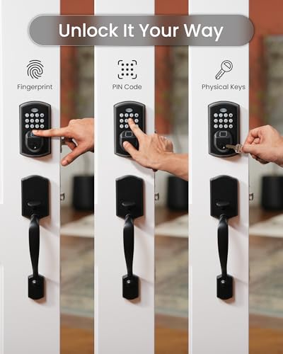 DESLOC A100F Electronic keypad Door Lock with Handle Set Smart Front Door Locks Set Keyless Entry Door Lock with Handles Smart Locks for Front Door Deadbolt Smart Lock 12 Months Battery IP54 - Image 3