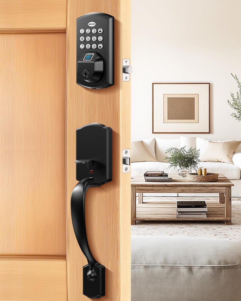 DESLOC A100F Electronic keypad Door Lock with Handle Set Smart Front Door Locks Set Keyless Entry Door Lock with Handles Smart Locks for Front Door Deadbolt Smart Lock 12 Months Battery IP54 - Image 2