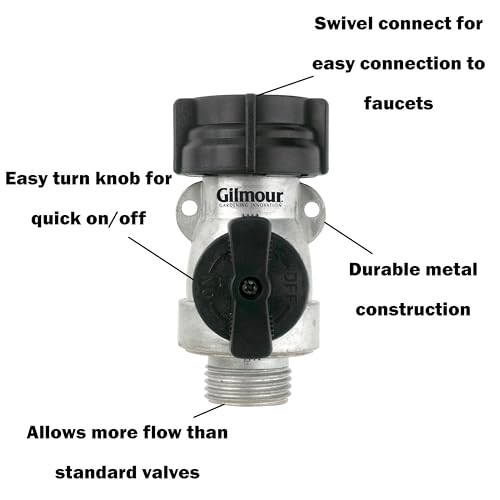 Gilmour Garden Hose Shut Off Valve, Durable Metal Full Flow Water Shut Off Valve - Image 2
