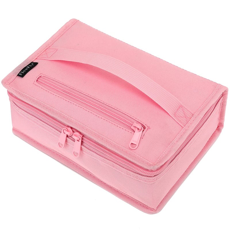 FlowFly Small Insulated Lunch box Portable Soft Bag Mini Cooler Thermal Meal Tote Kit with Handle for Work & School, Pink - Image 1