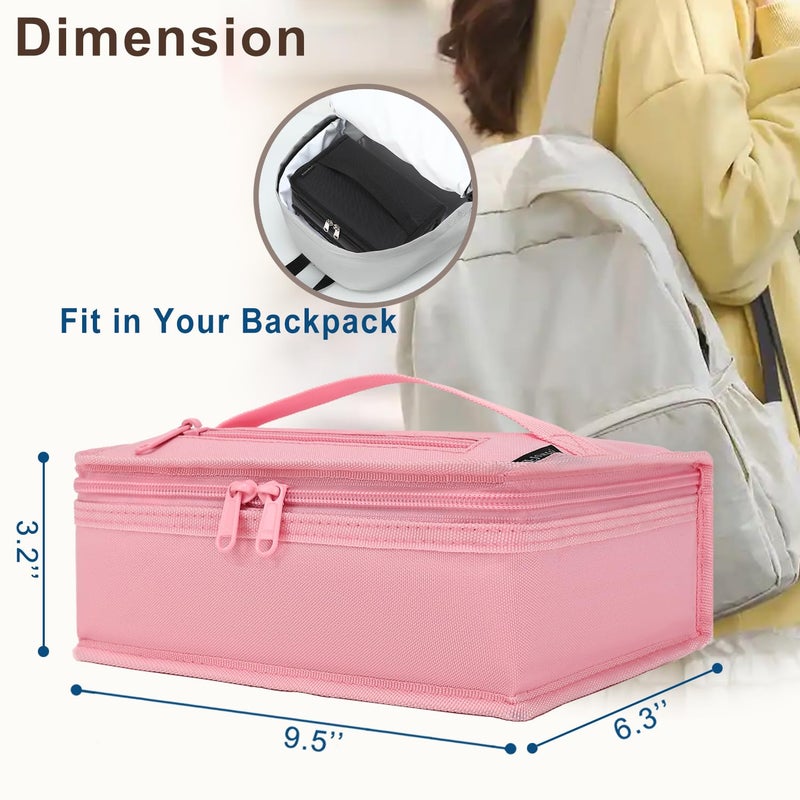 FlowFly Small Insulated Lunch box Portable Soft Bag Mini Cooler Thermal Meal Tote Kit with Handle for Work & School, Pink - Image 4