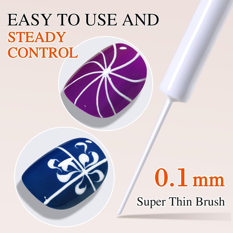 Double Rhythm 15 Ml Metallic Gel Liner Nail Art Bronze Mirror Chrome Painted Drawing Stripper 3D Effect Polish (White Liner Art -L1006) - Image 2