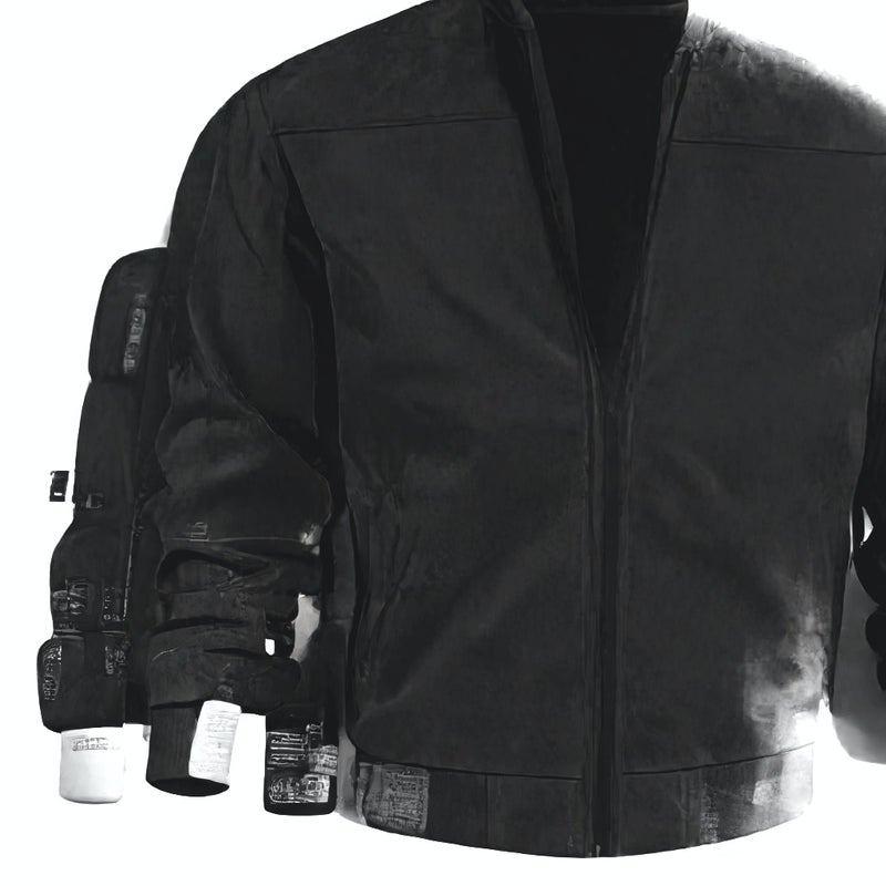 Men's Suede Collar Jacket Vintage Zip-Up Casual Coat - Image 2