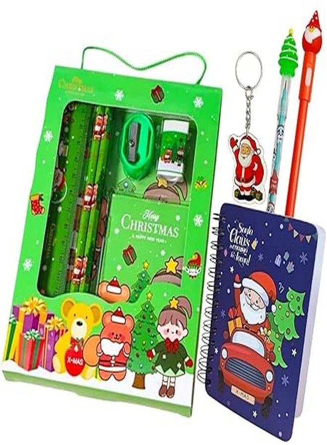 AMANVANI Christmas Return Gift Stationery Set, Stationery For School (pack of 5 items) Santa Claus Stationery For Party, Diary Pen Set, Christmas Theme Pencil Eraser Kit, Christmas Gift Set - Image 3