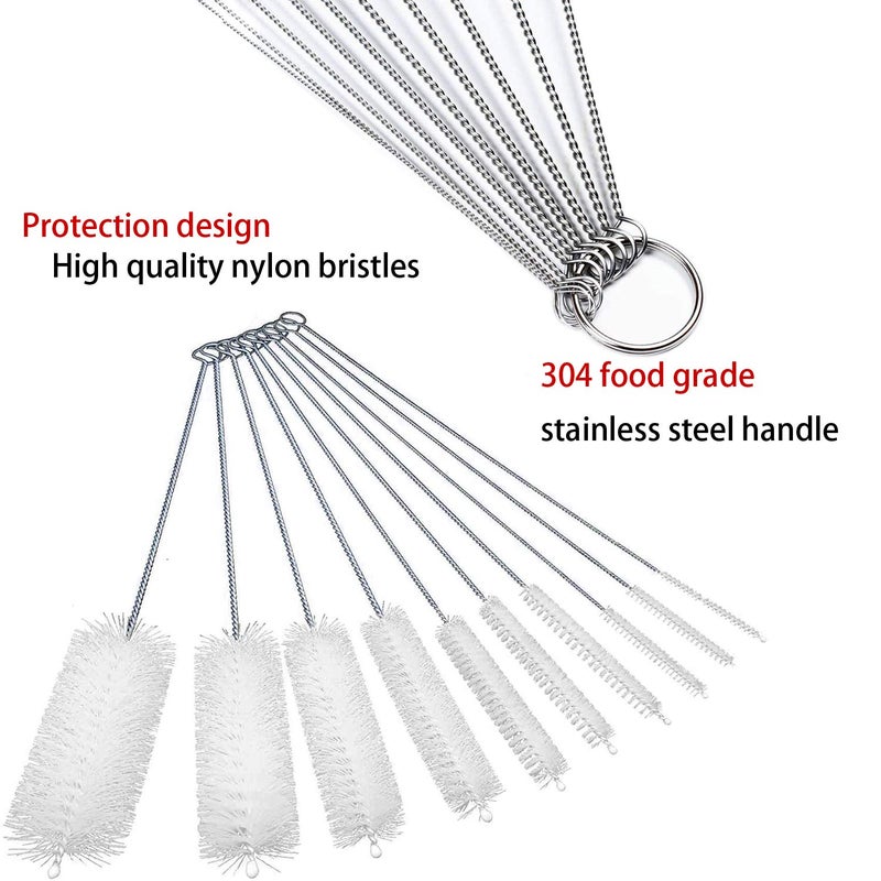 desin Long Straw Brush, Nylon Pipe Tube Cleaner 8-ihch 10 Different Diameters Set of 10 - Image 3