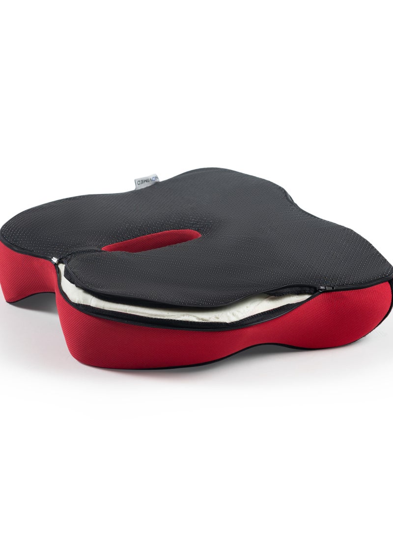 NOVIMED - Ultimate Gaming Seating Pillow - Memory Foam Lumbar Cushion for Office Seats and Car Seats (Black with Red) - Image 1