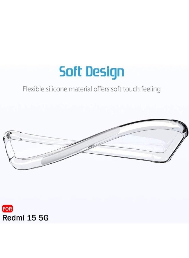 غطاء لهاتف XIAOMI Redmi 15 5G، غطاء شفاف للهاتف مع زوايا معززة، غطاء نحيف مقاوم للصدمات ومرن من TPU لهاتف Redmi 15 5G، شفاف - Image 3