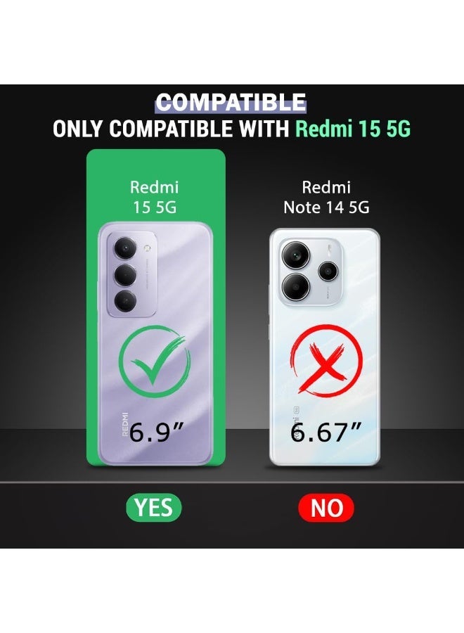غطاء لهاتف XIAOMI Redmi 15 5G، غطاء شفاف للهاتف مع زوايا معززة، غطاء نحيف مقاوم للصدمات ومرن من TPU لهاتف Redmi 15 5G، شفاف - Image 2