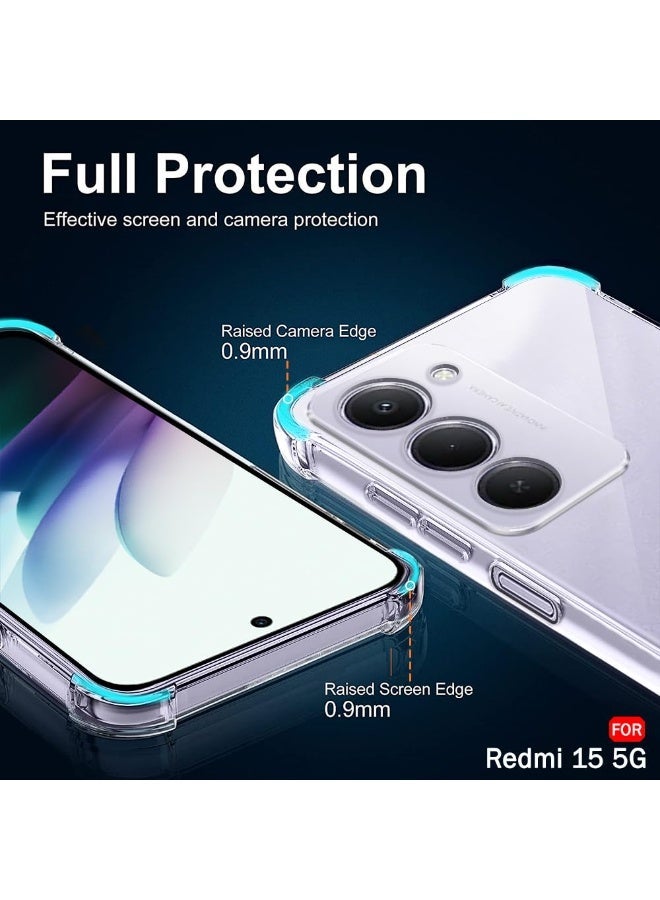غطاء لهاتف XIAOMI Redmi 15 5G، غطاء شفاف للهاتف مع زوايا معززة، غطاء نحيف مقاوم للصدمات ومرن من TPU لهاتف Redmi 15 5G، شفاف - Image 4