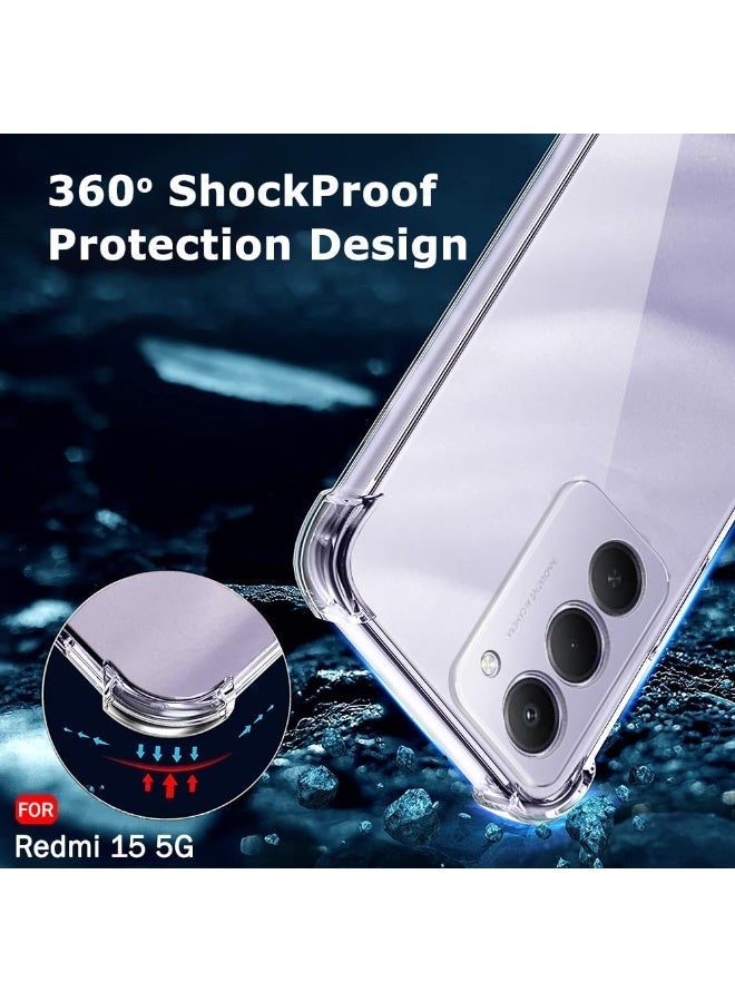 غطاء لهاتف XIAOMI Redmi 15 5G، غطاء شفاف للهاتف مع زوايا معززة، غطاء نحيف مقاوم للصدمات ومرن من TPU لهاتف Redmi 15 5G، شفاف - Image 5