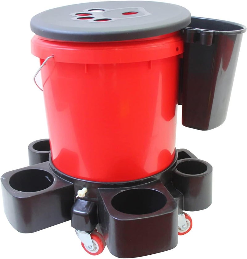 FOXBI Car Detailing Bucket Organizer - Portable Auto Wash Bucket with Tool Hanger, Red - Image 5