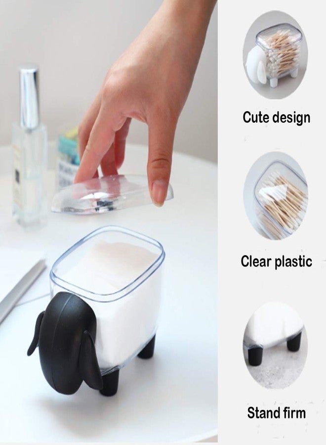 Agirlvct Cotton Ball Holder Dispenser 2-Pack,Acrylic Qtip Containers with Lid, Cute Sheep Vanity Organizer Canister for Bathroom Countertops,Birthday Gift for Women Girl(Black/White) - Image 3