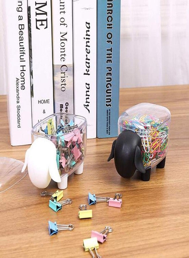 Agirlvct Cotton Ball Holder Dispenser 2-Pack,Acrylic Qtip Containers with Lid, Cute Sheep Vanity Organizer Canister for Bathroom Countertops,Birthday Gift for Women Girl(Black/White) - Image 2