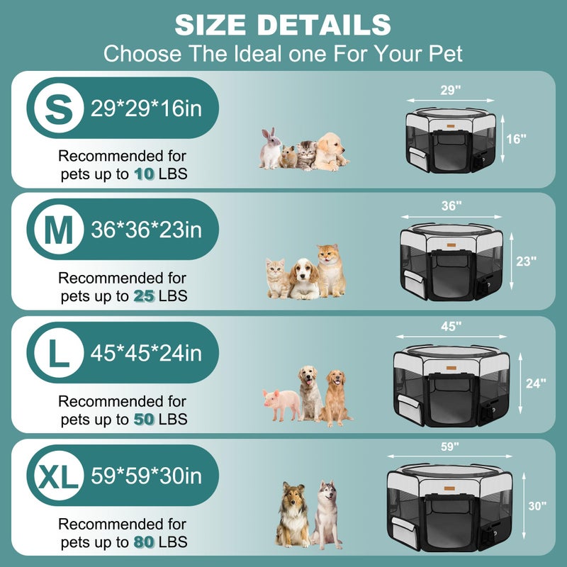 Akinerri Dog Playpen, Portable Pet Play Pen for Cat, Puppies, Rabbits, Chickens, Foldable Large-Capacity Pet Tent for Indoor/Outdoor Travel Camping - Image 2
