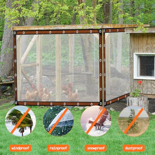 ZYP 8x10 FT Heavy Duty Clear Waterproof Tarps Outdoor Garden Rainproof Covering,Clear Vinyl Tarp with Grommets,Transparent Waterproof Tarpaulin for Covering Henhouse Porch Canopy Plant Camping - Image 4