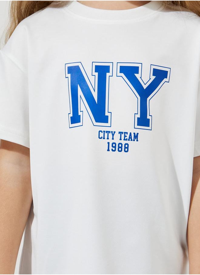 Styli NY Print Oversized T-Shirt & Flared Joggers Set  - Image 3