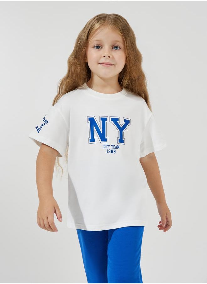 Styli NY Print Oversized T-Shirt & Flared Joggers Set  - Image 2