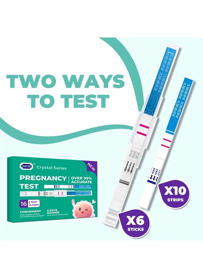 Pregnancy Test 16 Counts HCG Midstream Tests Early Detection, 6 Days Earlier Than The Missed Period, 6 Lightweight Pregnancy Tests and 10 Pregnancy Tests Strips