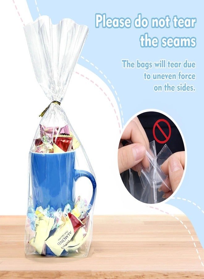 Cherodada Clear Cellophane Treat Bags with Ties, 5"x 8", 6"x 9", 8"x 11" (100 pcs) Bottom Gusset Bags, Clear Gift Bags for Party Favor, Gift Wrapping, Wrapping Candies, Cookies, Chocolates, Popcorn - Image 3