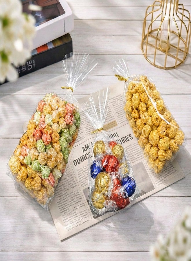 Cherodada Clear Cellophane Treat Bags with Ties, 5"x 8", 6"x 9", 8"x 11" (100 pcs) Bottom Gusset Bags, Clear Gift Bags for Party Favor, Gift Wrapping, Wrapping Candies, Cookies, Chocolates, Popcorn - Image 5