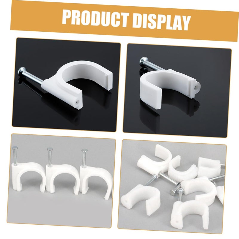 100 Pcs White Plastic Nail In Cable Clips Wall Mounting Wire Fasteners Easy Install Organizer - Image 4