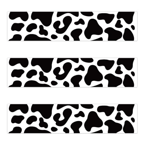 Fukaisu 3pcs Cow Print Edible Cake Borders 1102x244in Cute Edible Wrap Strips PreCut Glutinous Rice Paper Birthday Cake Decorations Cow Theme Birthday Party Decor Supplies - Image 1