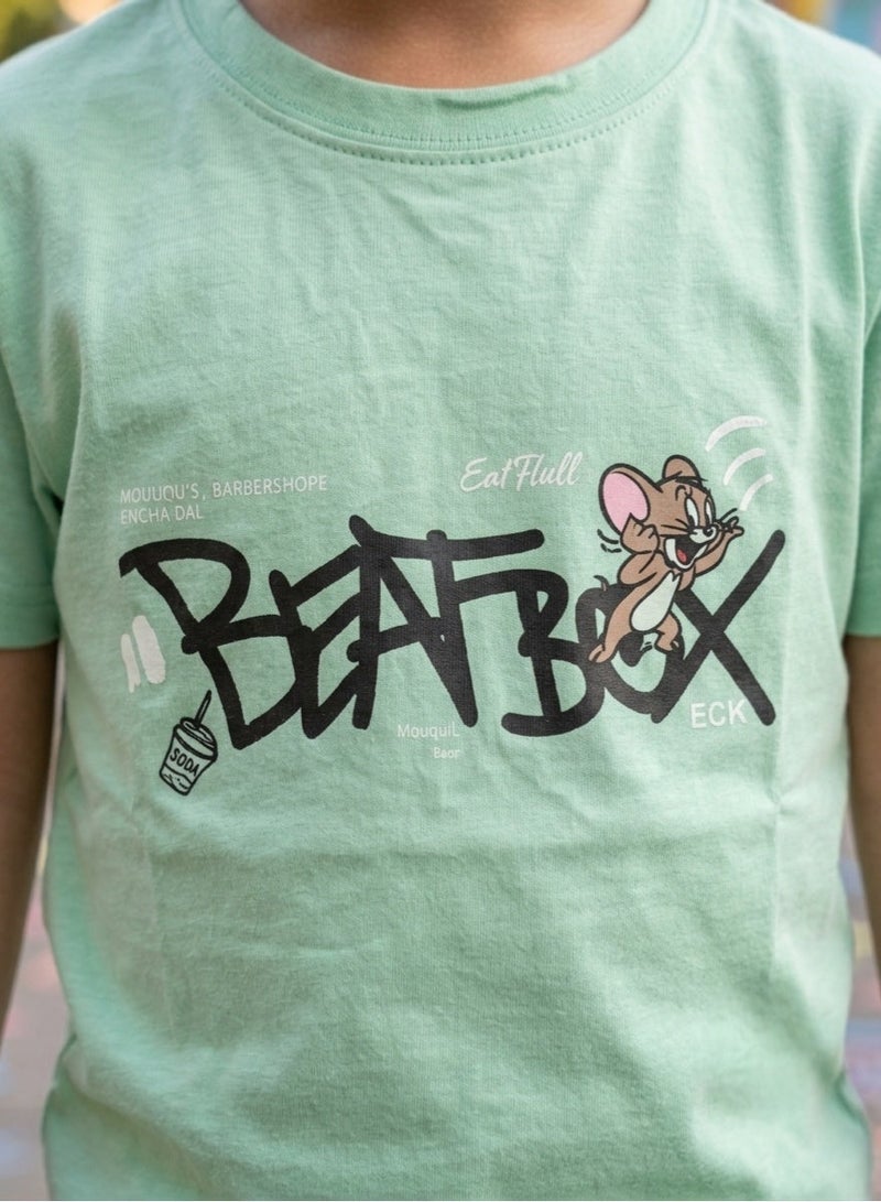Boys Jerry Cartoon Graphic Printed Cotton T Shirt Soft Breathable Casual Short Sleeve Crew Neck Tee Comfortable Lightweight Everyday Wear Cartoon Graphic Top for Toddler and Little Boys - Image 2