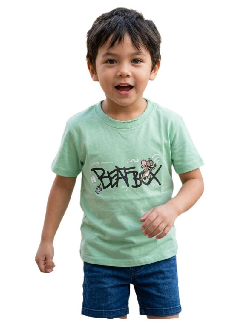 Boys Jerry Cartoon Graphic Printed Cotton T Shirt Soft Breathable Casual Short Sleeve Crew Neck Tee Comfortable Lightweight Everyday Wear Cartoon Graphic Top for Toddler and Little Boys - Image 3