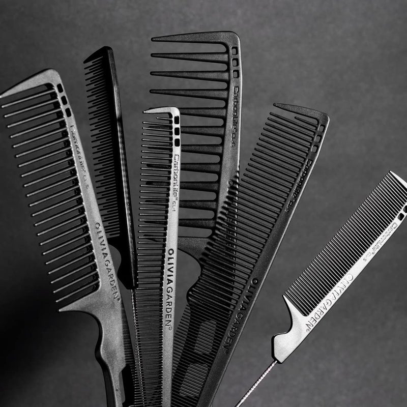 Olivia Garden CarbonLite Metal Tail Comb made of strong carbon, ultra-light, hight heat resistant, durable and anti-static - Image 5