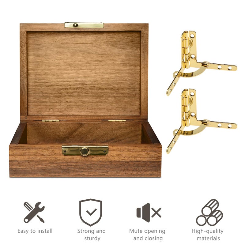 Folding Lid Support Hinges 31x41x90 Degree Angle Spring Hinges for Wooden Jewelry Storage Box - Image 4