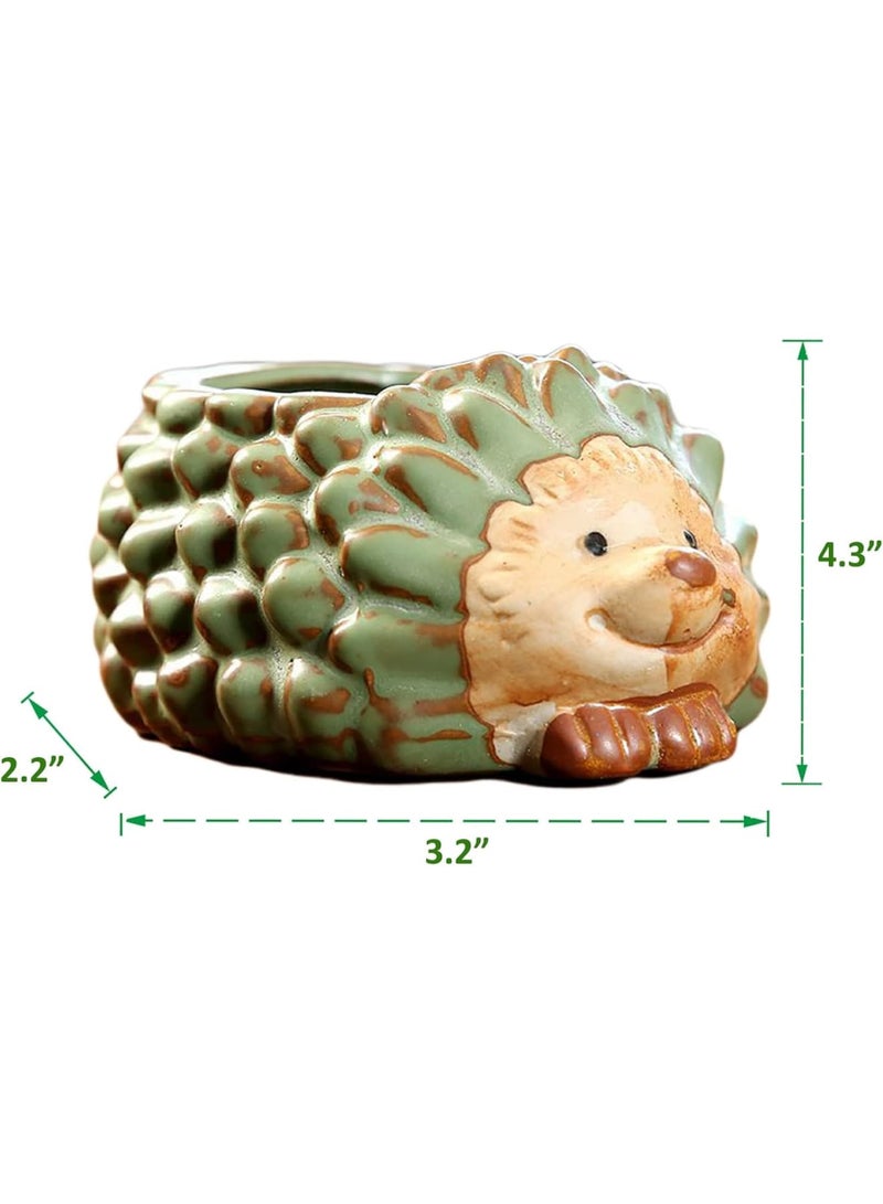 SYOSI وعاء زراعة سيراميك صغير، وعاء زهور قنفذ سيراميك، وعاء نباتات عصارية برونزي عتيق للصبار، وعاء زينة للمكتب أو المنزل، مثالي للنباتات الداخلية، بحجم 4.3" - Image 4