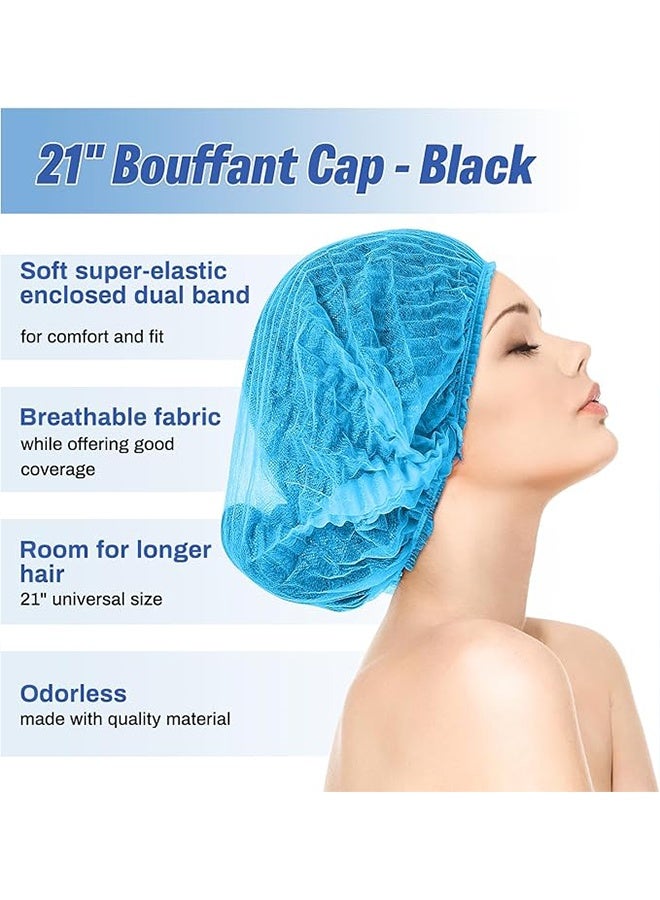 100 Pcs Hair Net Disposable Bouffant Caps , Elastic Dust Cap for Food Service, Kitchen Head Cover for Women (Blue) - Image 2