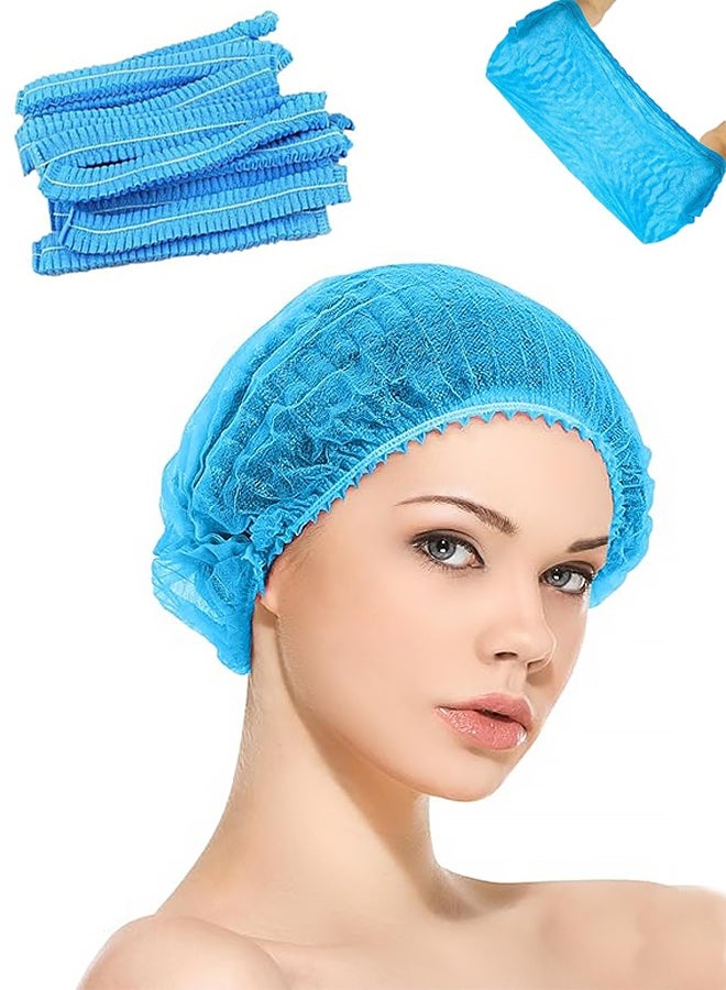 100 Pcs Hair Net Disposable Bouffant Caps , Elastic Dust Cap for Food Service, Kitchen Head Cover for Women (Blue) - Image 1