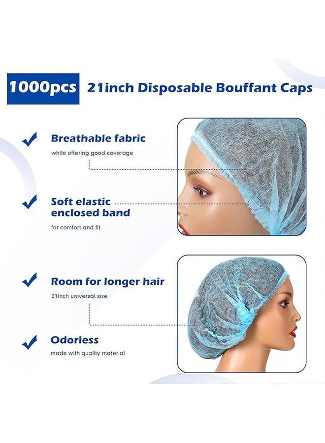 100 Pcs Hair Net Disposable Bouffant Caps , Elastic Dust Cap for Food Service, Kitchen Head Cover for Women (Blue) - Image 4