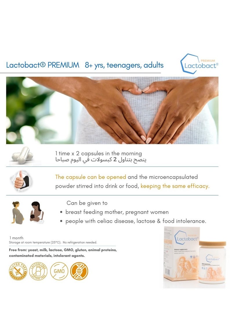 HLH BioPharma - Lactobact Probiotic for 8 Years+ Children, Adults, Made in Germany With Micro Encapsulation, 30 Servings, 1 Month - Image 1