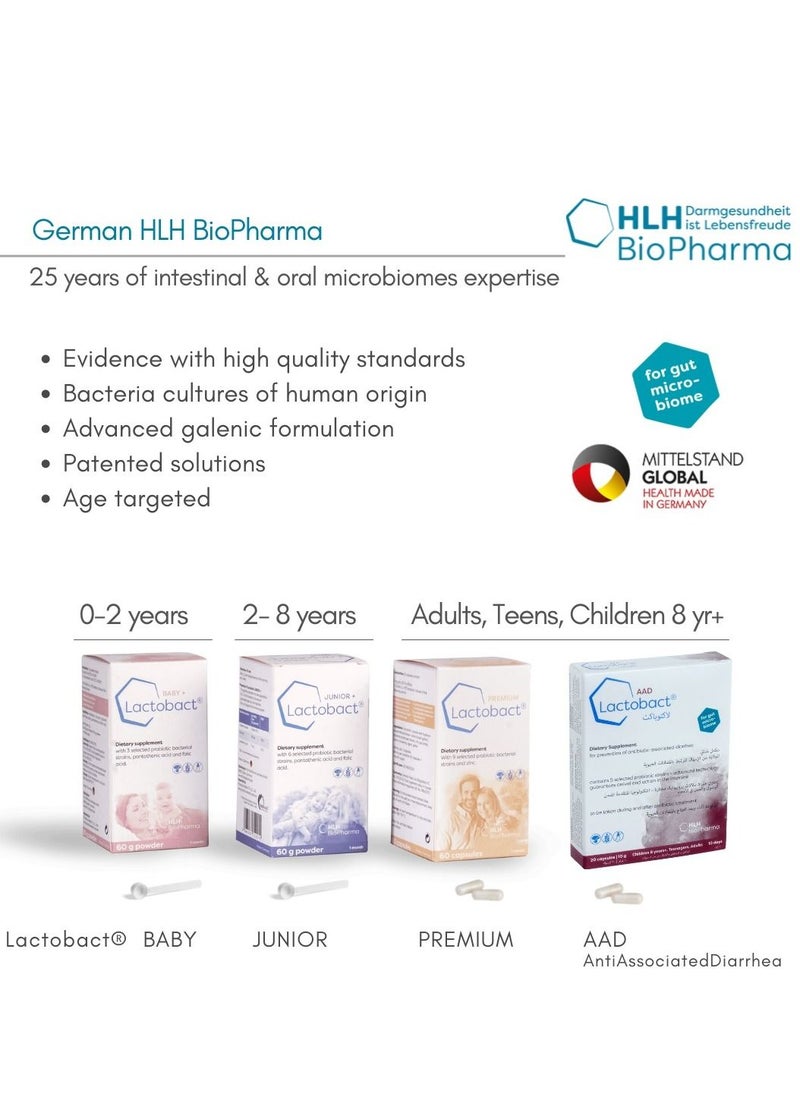 HLH BioPharma - Lactobact Probiotic for 8 Years+ Children, Adults, Made in Germany With Micro Encapsulation, 30 Servings, 1 Month - Image 1