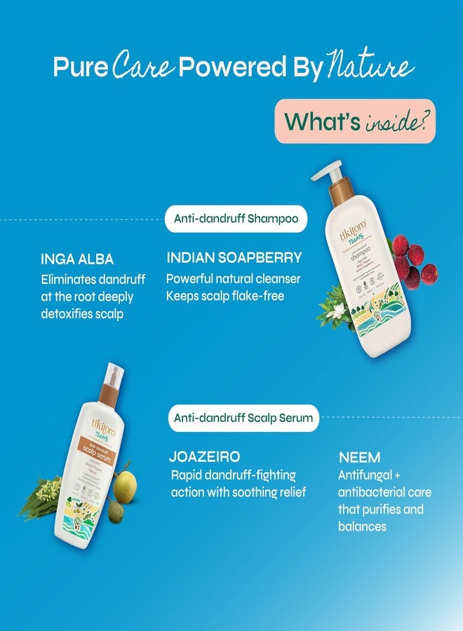 Tikitoro Teens Anti-dandruff Shampoo and Scalp Serum Combo | Cleanses Scalp and Fights Dandruff Causing Fungi | All Scalp Types | No Parabens & Sulphates (Age: 11+) (300ml x 1 and 100ml x 1) - Image 3