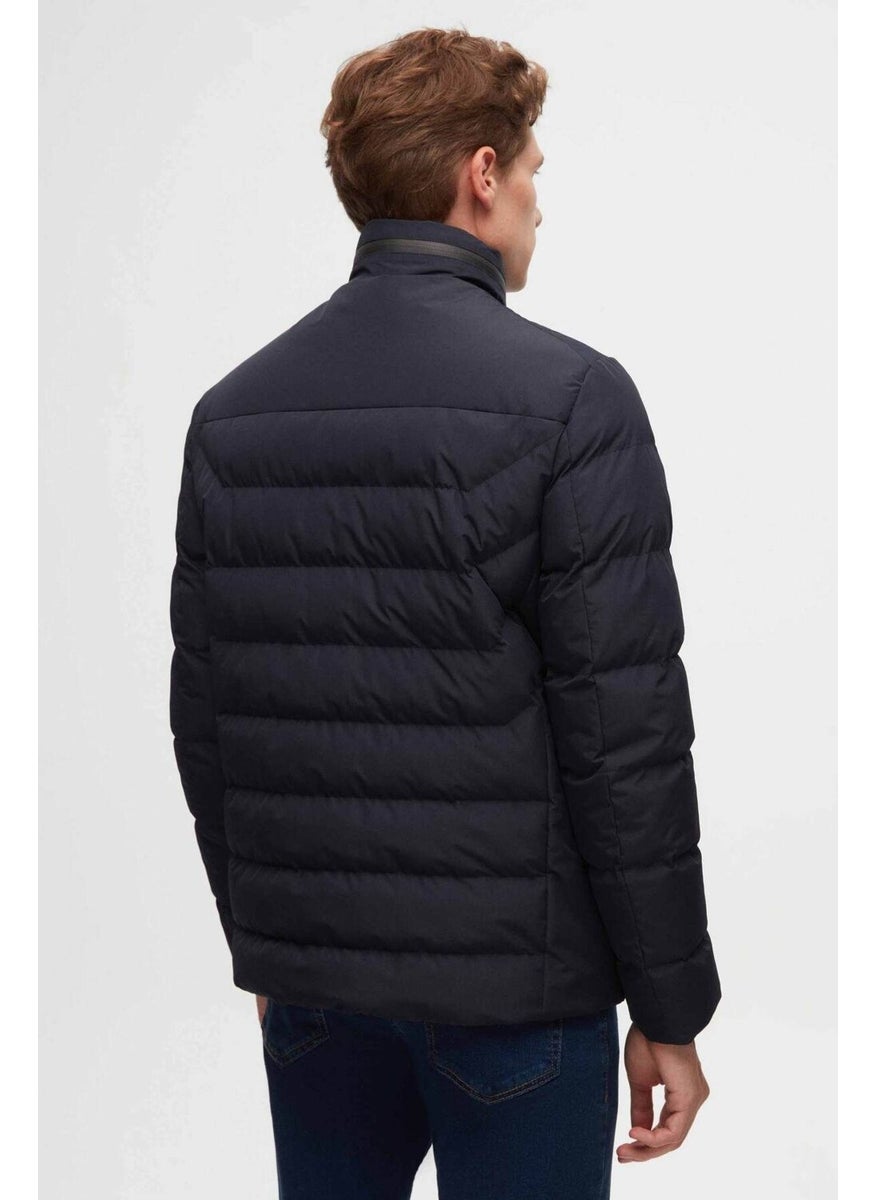 twn Slim Fit Navy Blue Concealable Hooded Fiberfill Windproof Jacket 3EC073151002M  - Image 5