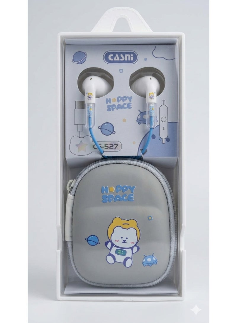 Casni wired earphones with a carrying case (small bag) Type C - Image 1