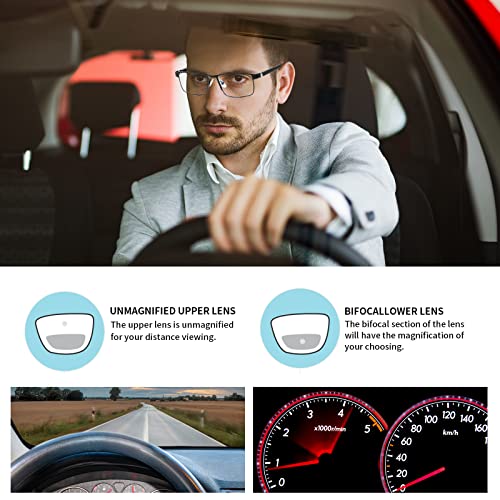 LKEYE Bifocal Reading Glasses Men Progressive Blue Light Blocking Computer Readers No Line Wide Metal Frame Designer Cheaters Transition Square Stylish Fashion Eyewear LK6013 +2.00 Strength - Image 3