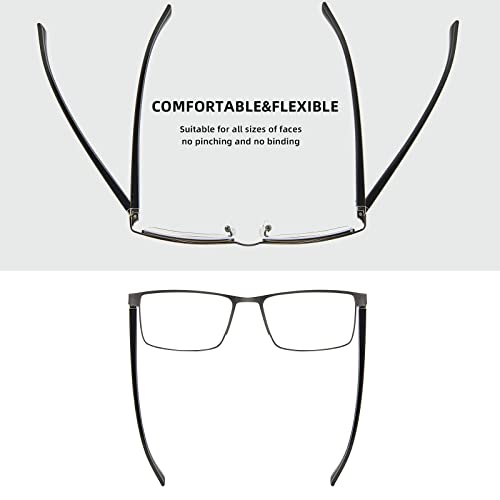 LKEYE Bifocal Reading Glasses Men Progressive Blue Light Blocking Computer Readers No Line Wide Metal Frame Designer Cheaters Transition Square Stylish Fashion Eyewear LK6013 +2.00 Strength - Image 5