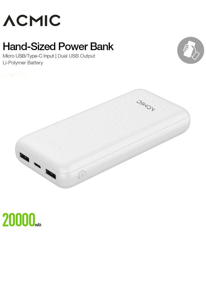 أكميك باور بانك 20000 مللي أمبير مع منافذ إدخال مزدوجة 2 USB2.0 QI بنك طاقة محمول لجميع الأجهزة - Image 1