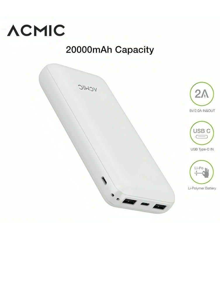 أكميك باور بانك 20000 مللي أمبير مع منافذ إدخال مزدوجة 2 USB2.0 QI بنك طاقة محمول لجميع الأجهزة - Image 2